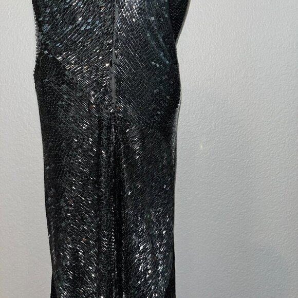 BLACK TIE OLEG CASSINI Black Full Beaded Sleeveless Formal Red Carpet Gown - 10 - Picture 10 of 16